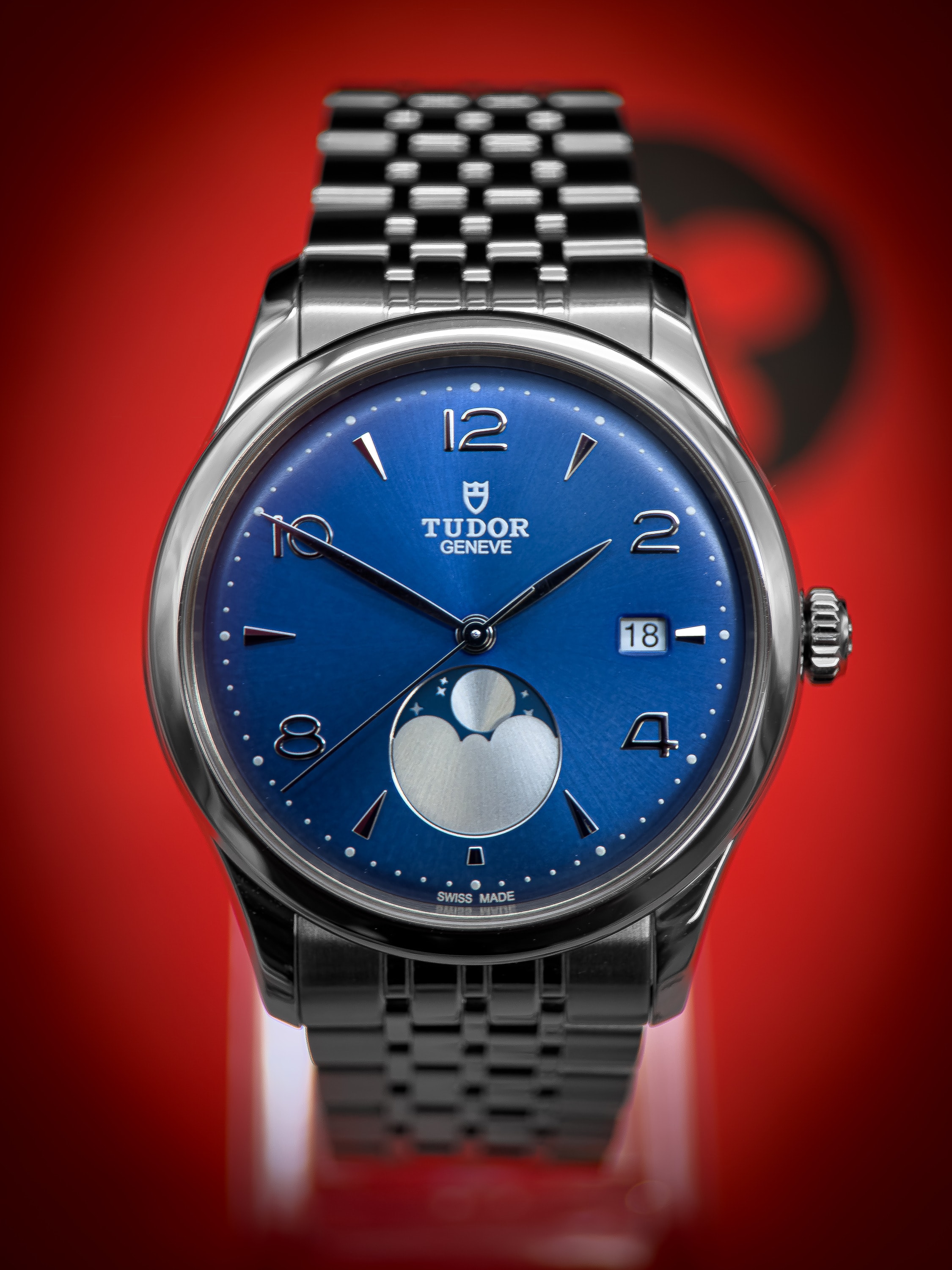 Tudor 1926 Luna M91560-0002, wijzerplaat blauw